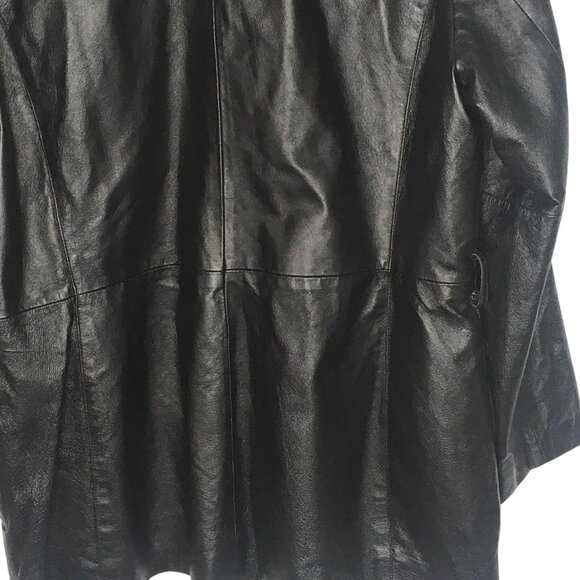 Worthington Jacket Womens XL Black Leather Zip Front Burgundy Lined Classic - Picture 13 of 16